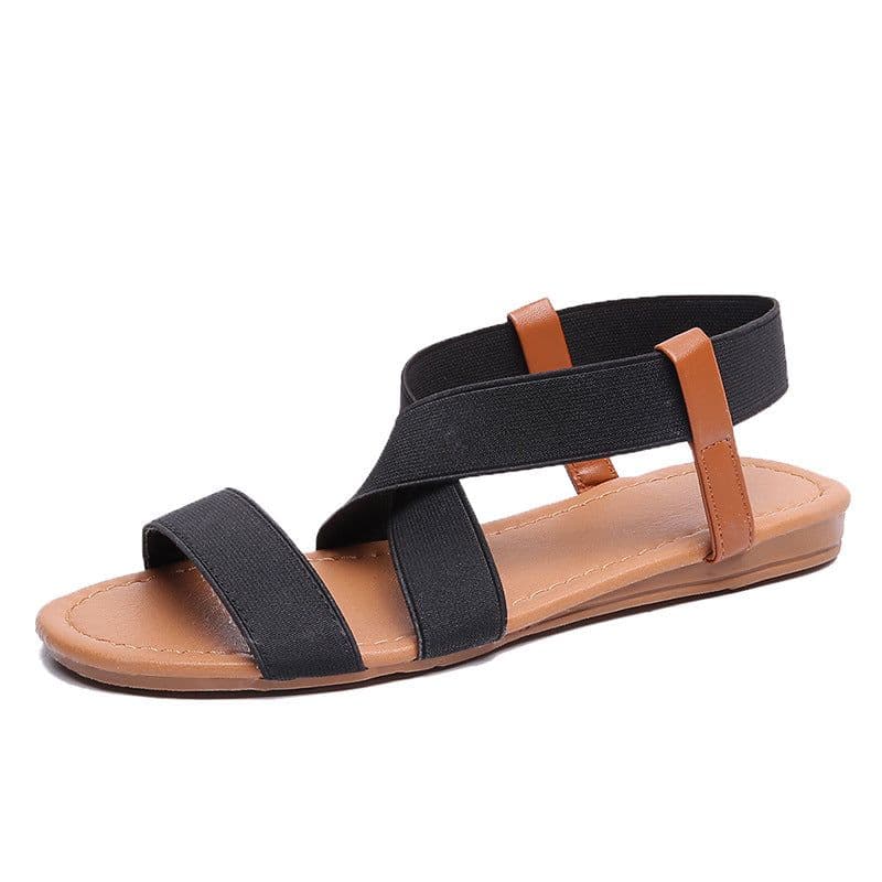 image-Women's Fish Mouth Roman Sandals Elastic Strap Blue Size 41