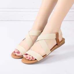 image-Women's Fish Mouth Roman Sandals Elastic Strap Blue Size 41
