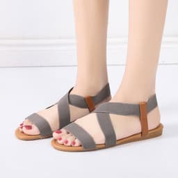 image-Women's Fish Mouth Roman Sandals Elastic Strap Blue Size 41