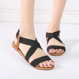 image-Women's Fish Mouth Roman Sandals Elastic Strap Blue Size 41