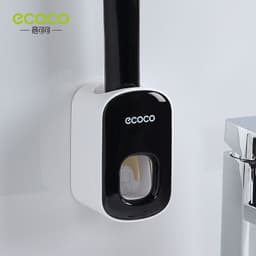 image-Ecoco Wall-Mounted Automatic Toothpaste Squeezer Set Black