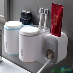 image-Ecoco Wall-Mounted Automatic Toothpaste Squeezer Set Black