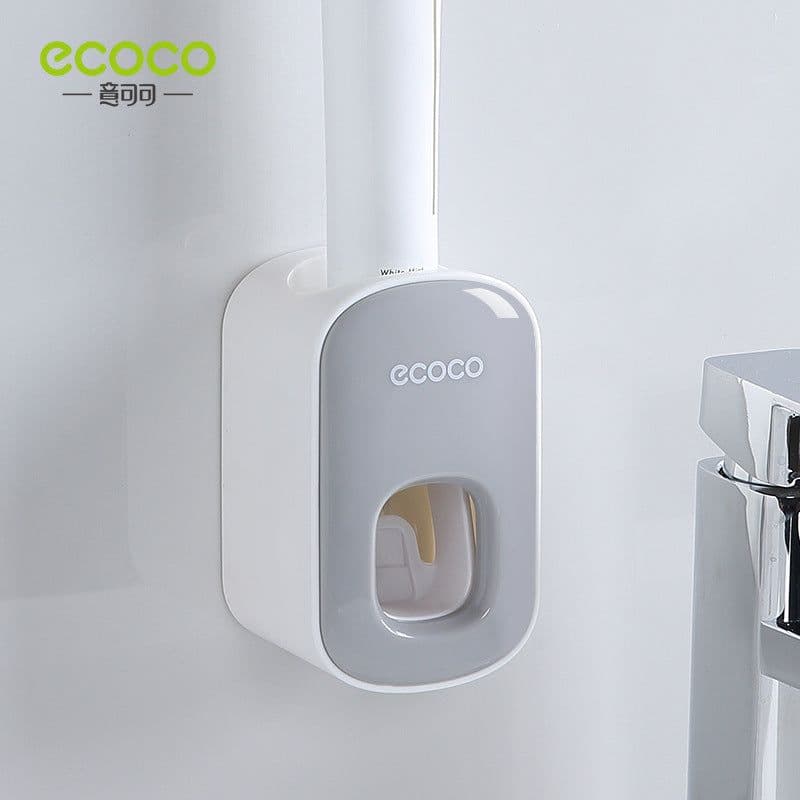 image-Ecoco Wall-Mounted Automatic Toothpaste Squeezer Set Black