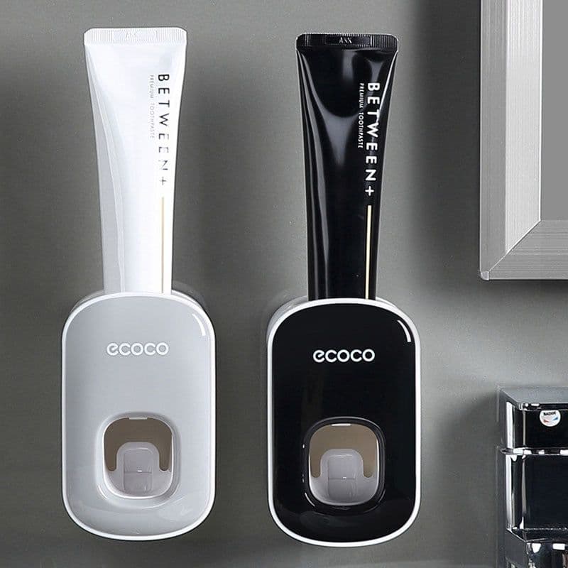 image-Ecoco Wall-Mounted Automatic Toothpaste Squeezer Set Black