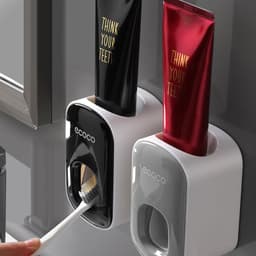 image-Ecoco Wall-Mounted Automatic Toothpaste Squeezer Set Black