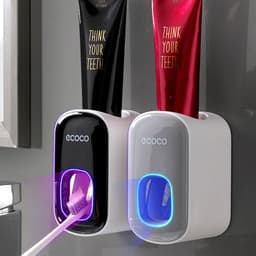 image-Ecoco Wall-Mounted Automatic Toothpaste Squeezer Set Black