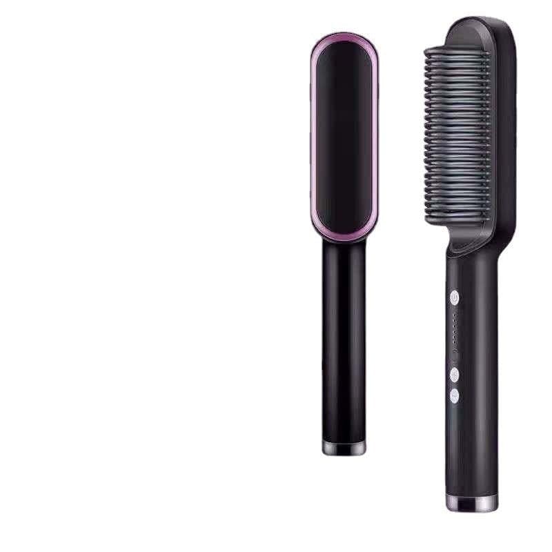 image-Electric Hair Straightening Brush 2-in-1 Curling Iron Styling Comb