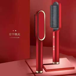 image-Electric Hair Straightening Brush 2-in-1 Curling Iron Styling Comb