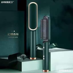 image-Electric Hair Straightening Brush 2-in-1 Curling Iron Styling Comb
