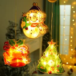 image-Christmas Snowman Sucker Lamp Window Decoration Battery Operated