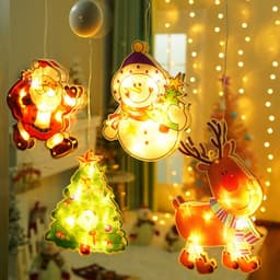 image-Christmas Snowman Sucker Lamp Window Decoration Battery Operated