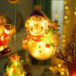 image-Christmas Snowman Sucker Lamp Window Decoration Battery Operated