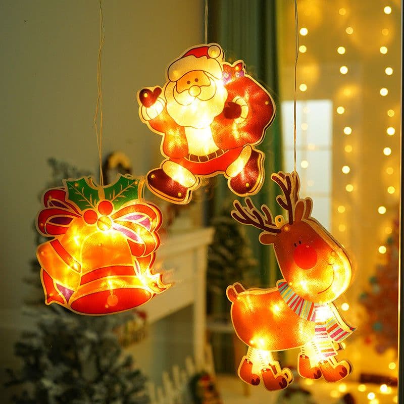 image-Christmas Snowman Sucker Lamp Window Decoration Battery Operated