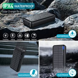 image-Solar Power Bank 30000mAh Waterproof Outdoor Dual Light Portable