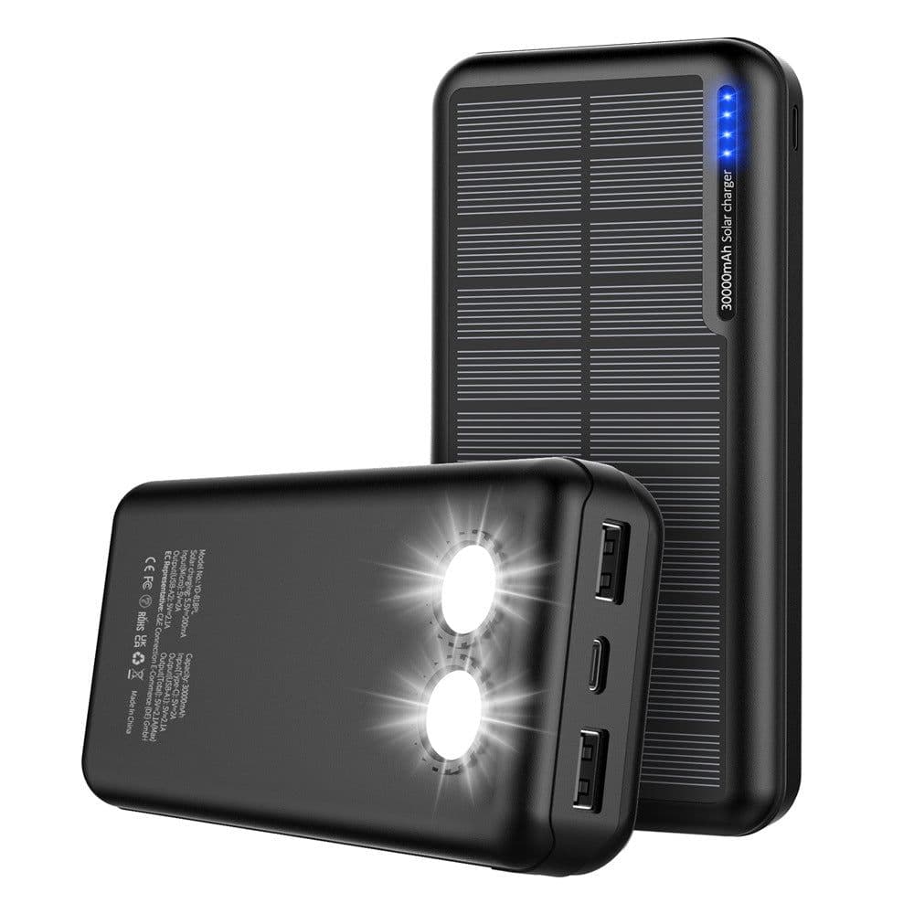 image-Solar Power Bank 30000mAh Waterproof Outdoor Dual Light Portable