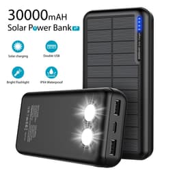 image-Solar Power Bank 30000mAh Waterproof Outdoor Dual Light Portable