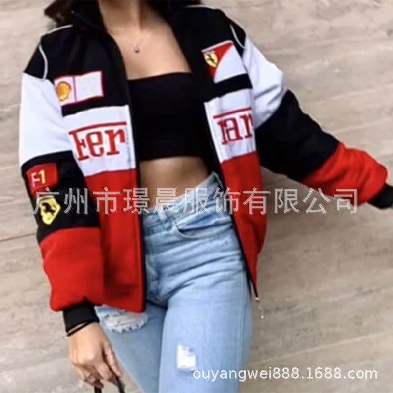 image-Women's Printed Cotton Padded Jacket Stand Collar Long Sleeve