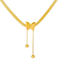 image-Stainless Steel Butterfly Pendant Necklace Women Snake Chain