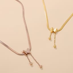 image-Stainless Steel Butterfly Pendant Necklace Women Snake Chain