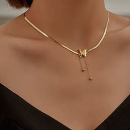 image-Stainless Steel Butterfly Pendant Necklace Women Snake Chain