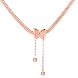image-Stainless Steel Butterfly Pendant Necklace Women Snake Chain
