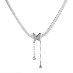 image-Stainless Steel Butterfly Pendant Necklace Women Snake Chain
