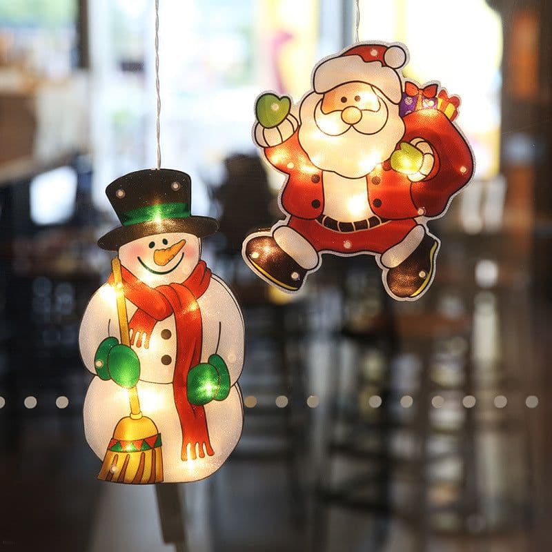 image-LED Christmas Window Sucker Light Santa Claus Snowman Elk Decoration