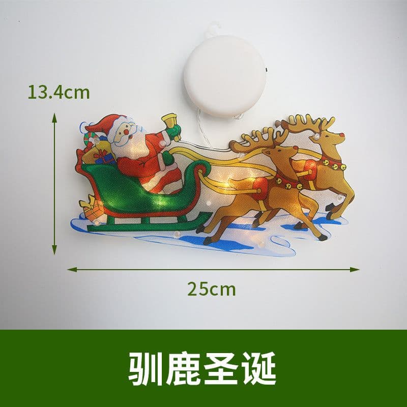 image-LED Christmas Window Sucker Light Santa Claus Snowman Elk Decoration