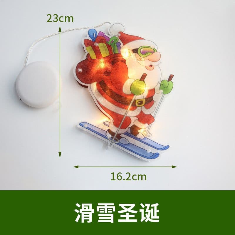 image-LED Christmas Window Sucker Light Santa Claus Snowman Elk Decoration