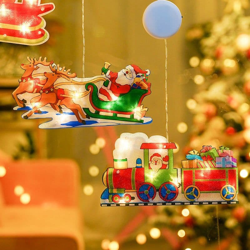 image-LED Christmas Window Sucker Light Santa Claus Snowman Elk Decoration