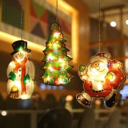 image-LED Christmas Window Sucker Light Santa Claus Snowman Elk Decoration