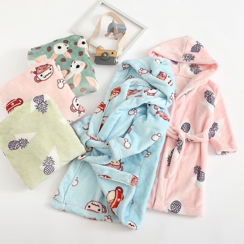 image-Nick Baby Flannel Bathrobe Kids Unisex Cartoon Pajamas 90-140cm