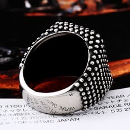 image-Stainless Steel Geometric Ring Men's Retro Black Polka Dot