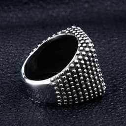 image-Stainless Steel Geometric Ring Men's Retro Black Polka Dot