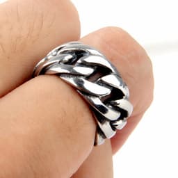 image-Men's Titanium Steel Geometric Ring BI0016