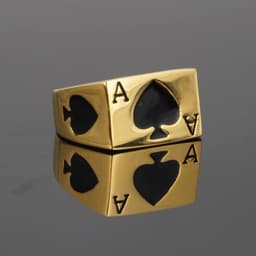 image-Titanium Steel Ace of Spades Heart Poker Ring