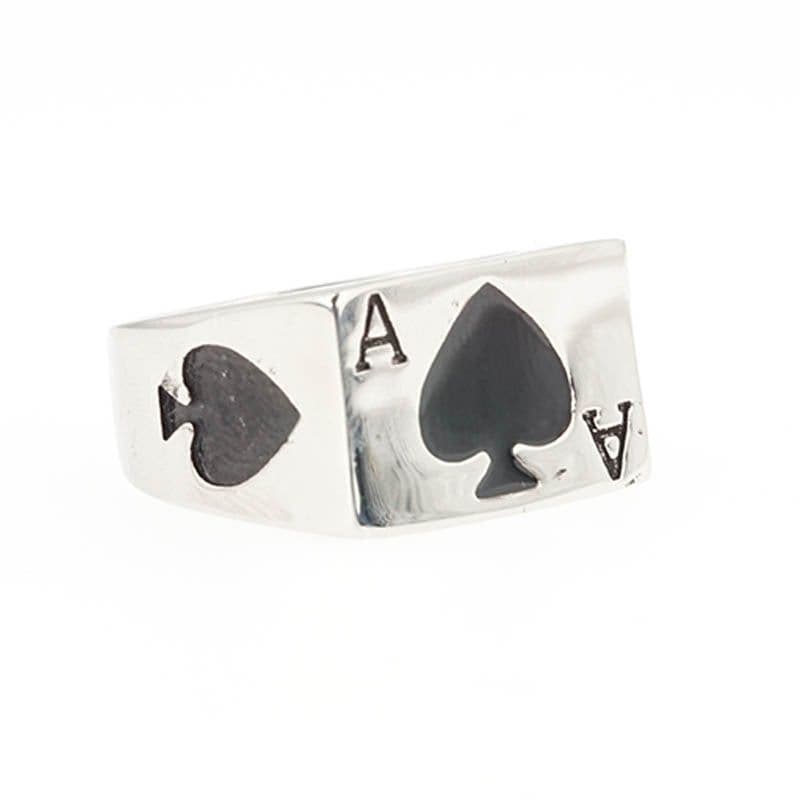 image-Titanium Steel Ace of Spades Heart Poker Ring