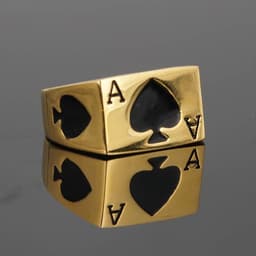 image-Titanium Steel Ace of Spades Heart Poker Ring