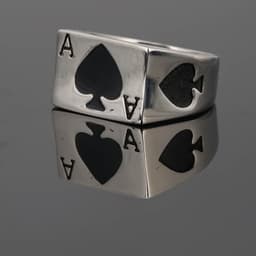image-Titanium Steel Ace of Spades Heart Poker Ring