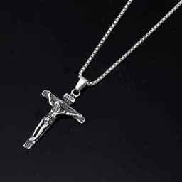 image-Titanium Steel Jesus Cross Pendant Necklace Gold Unisex