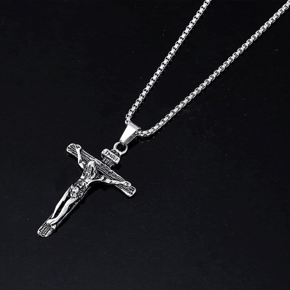 image-Titanium Steel Jesus Cross Pendant Necklace Gold Unisex