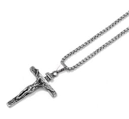 image-Titanium Steel Jesus Cross Pendant Necklace Gold Unisex