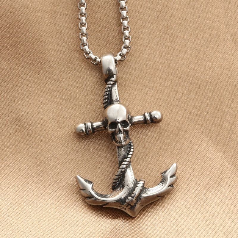 image-Titanium Steel Skull Pendant Necklace Retro Punk Style