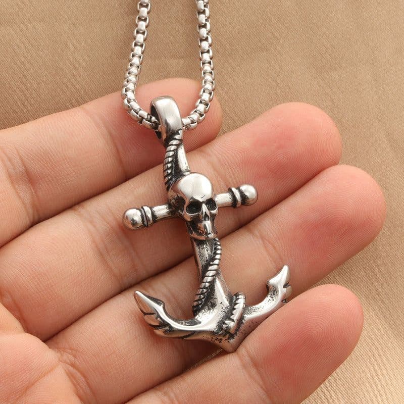 image-Titanium Steel Skull Pendant Necklace Retro Punk Style