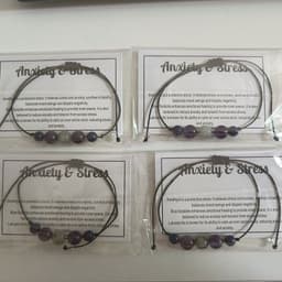 image-Women's Amethyst Stone Beaded Bracelet Anti-Anxiety Crystal