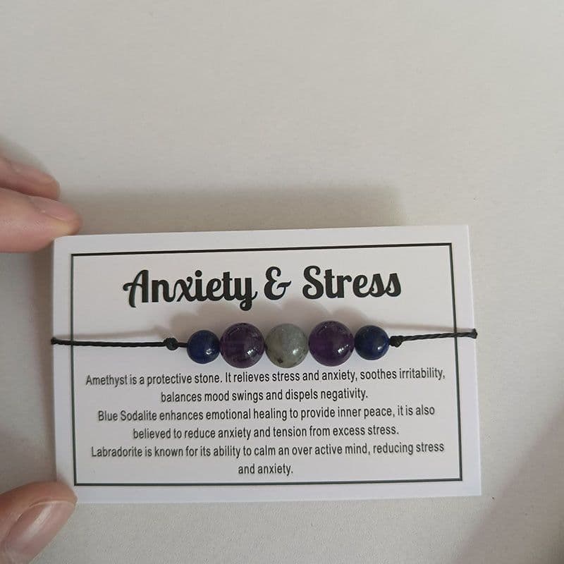 image-Women's Amethyst Stone Beaded Bracelet Anti-Anxiety Crystal