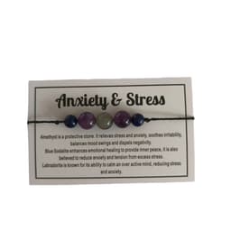 image-Women's Amethyst Stone Beaded Bracelet Anti-Anxiety Crystal