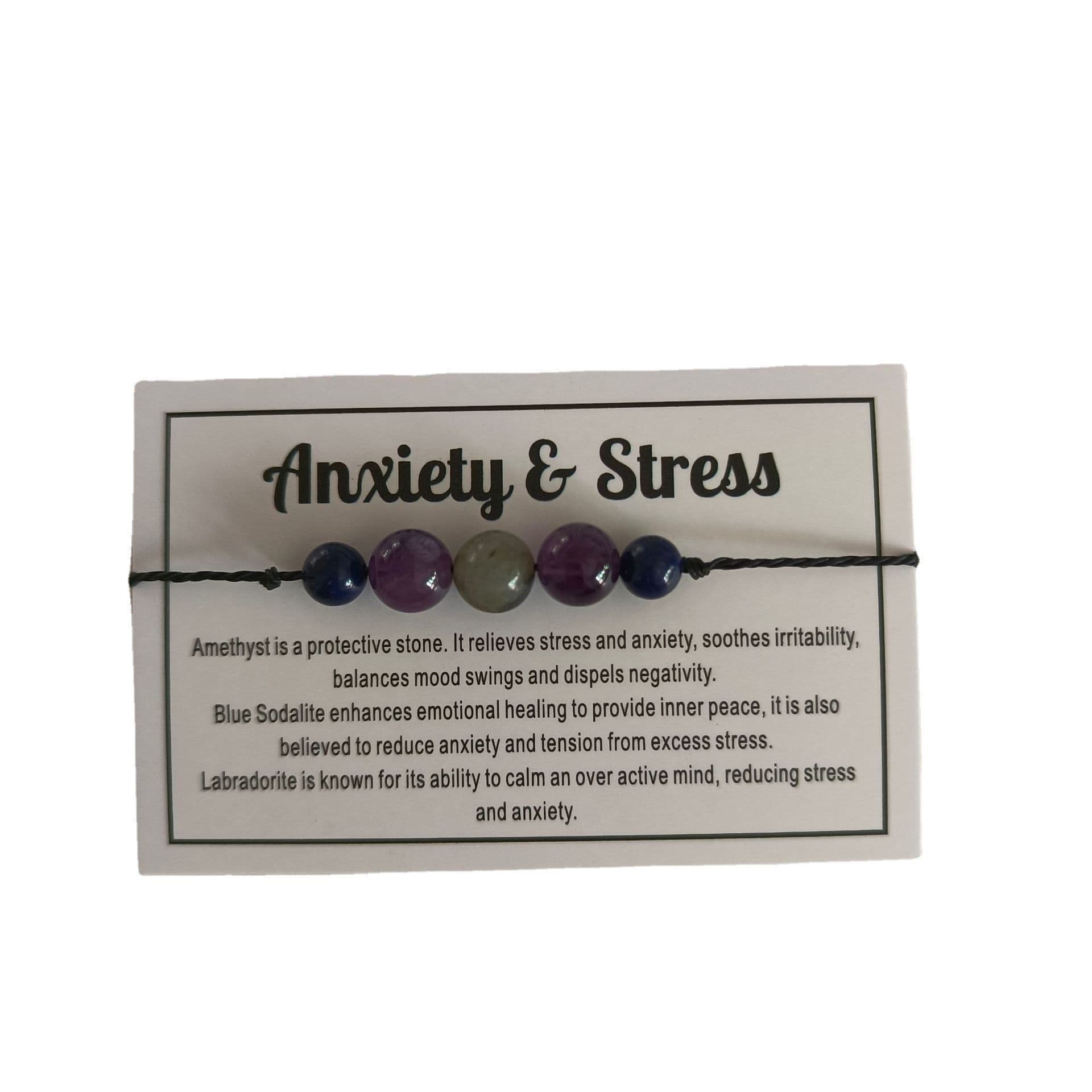image-Women's Amethyst Stone Beaded Bracelet Anti-Anxiety Crystal
