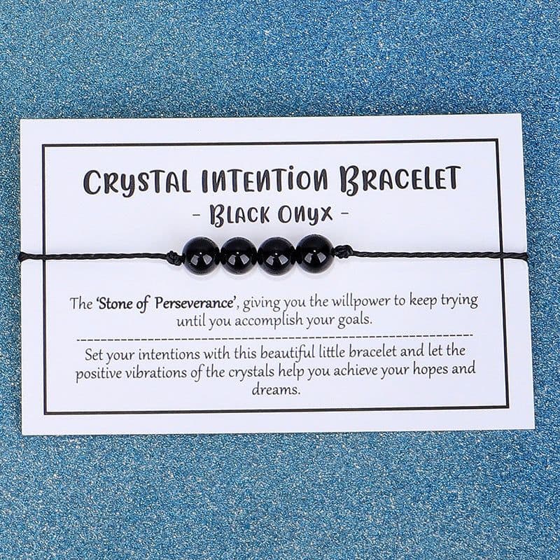 image-Black Onyx Beaded Bracelet Handmade Stone Yoga Bracelet