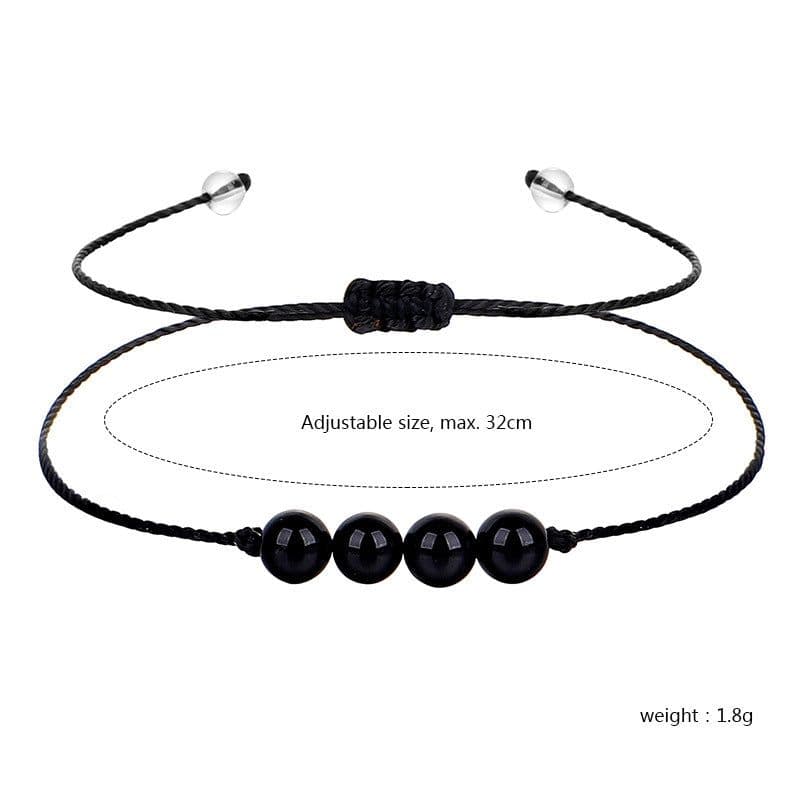 image-Black Onyx Beaded Bracelet Handmade Stone Yoga Bracelet